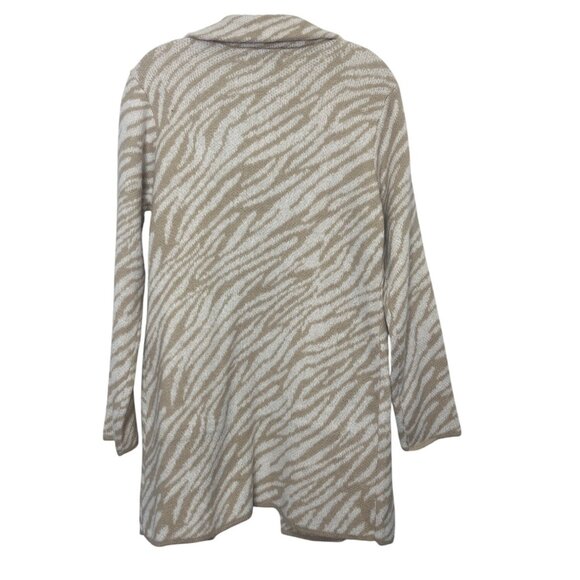 By Design Cardigan Sweater Coat Womens Medium Beige Zebra Print - Picture 2 of 9